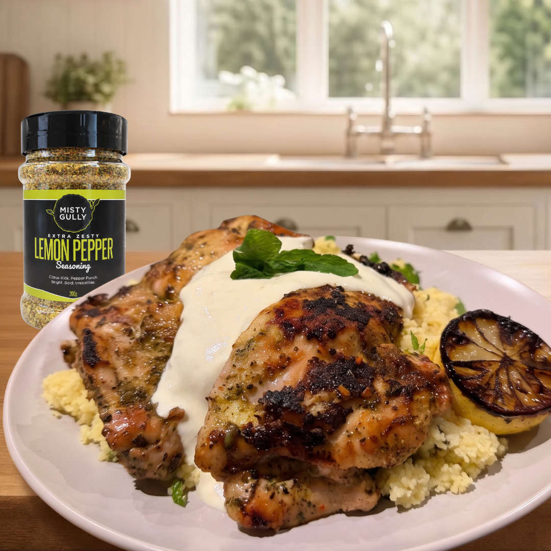 BBQ Lemon Pepper Chicken with Herby Couscous & Lemon Yoghurt